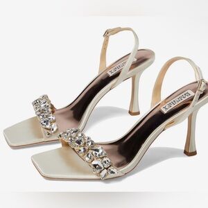 Elegant Cream Heels with Crystal Embellishments